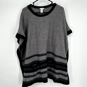 J.jill Poncho‎ Women's Gray & Black Wool Blend one Size